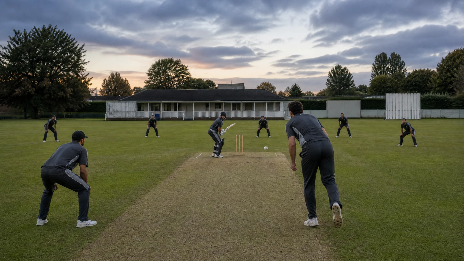 Neutral European T20 Premier League final cricket illustration at The Village with finalists to be confirmed