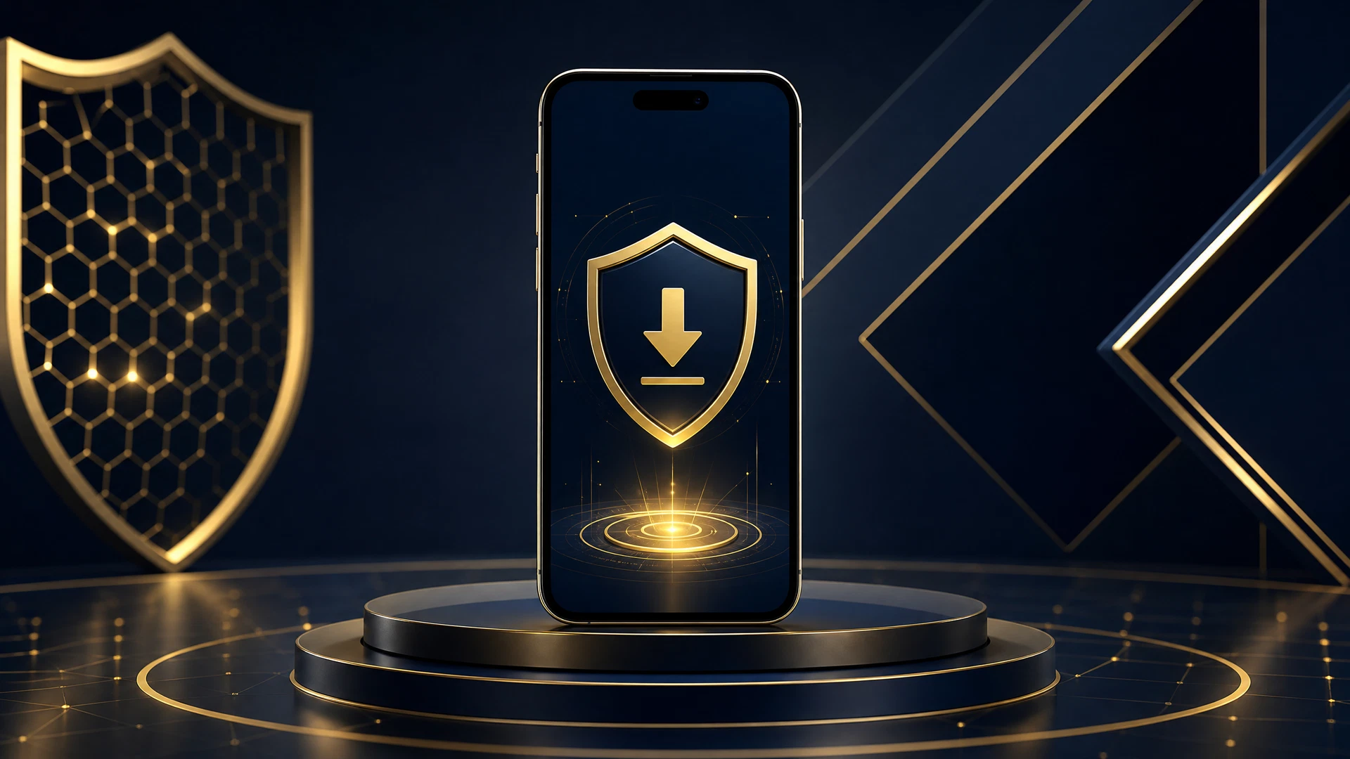 FairPlay APK Download 2026 hero scene with smartphone and golden shield interface