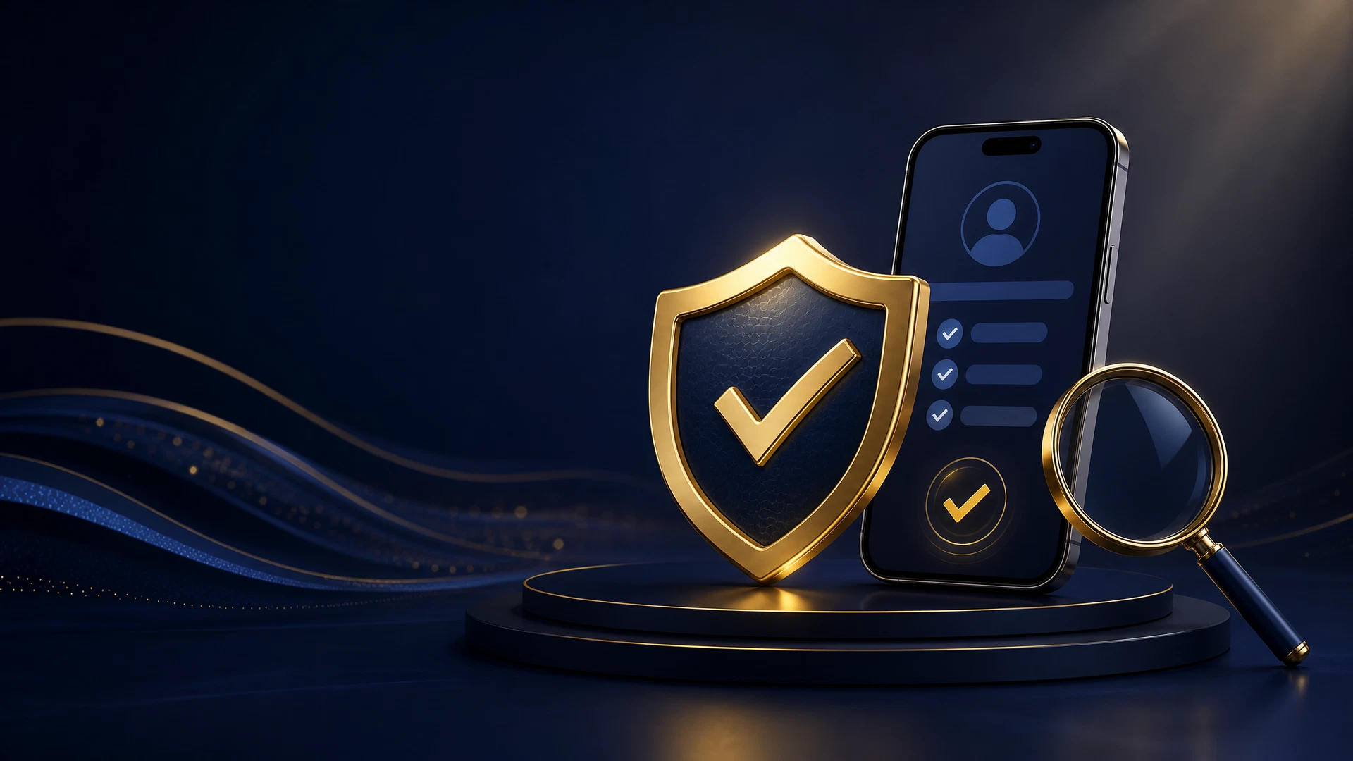 FairPlay App Real or Fake hero scene with golden shield and smartphone
