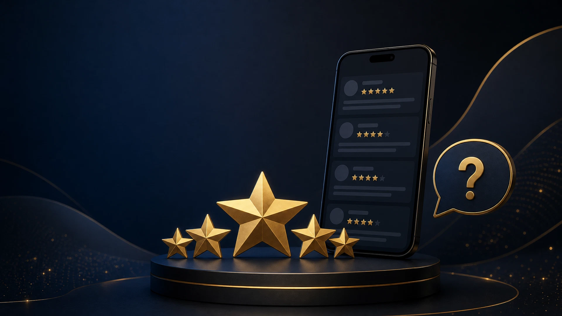 FairPlay App Review Quora user-review hero scene with golden star-rating and smartphone