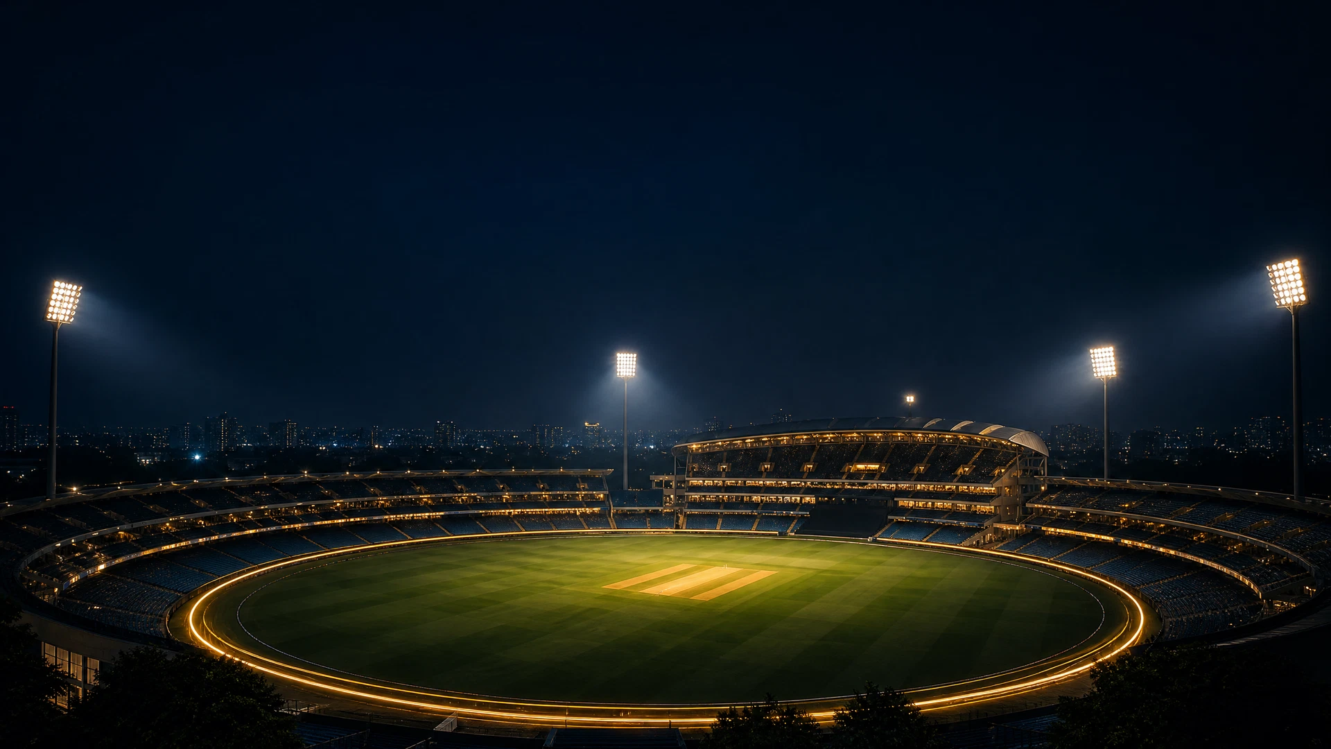 Night cricket stadium representing the FairPlay platform overview