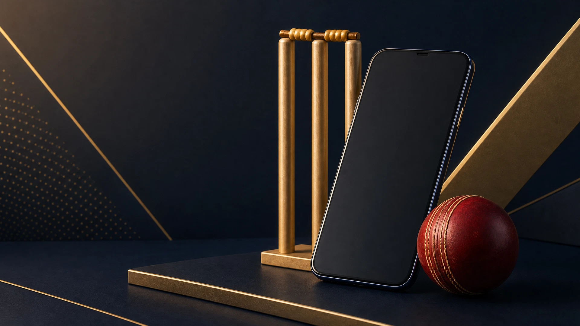 Phone, stumps, and cricket ball for FairPlay Cricket guidance