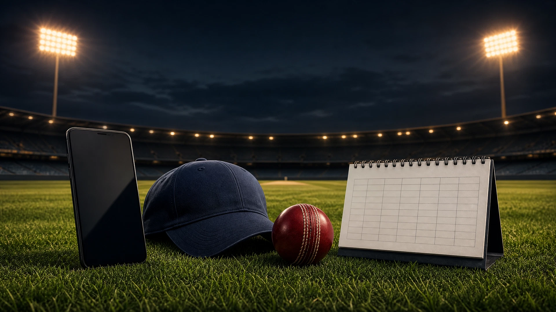 Phone, cap, and cricket ball for FairPlay IPL Fantasy