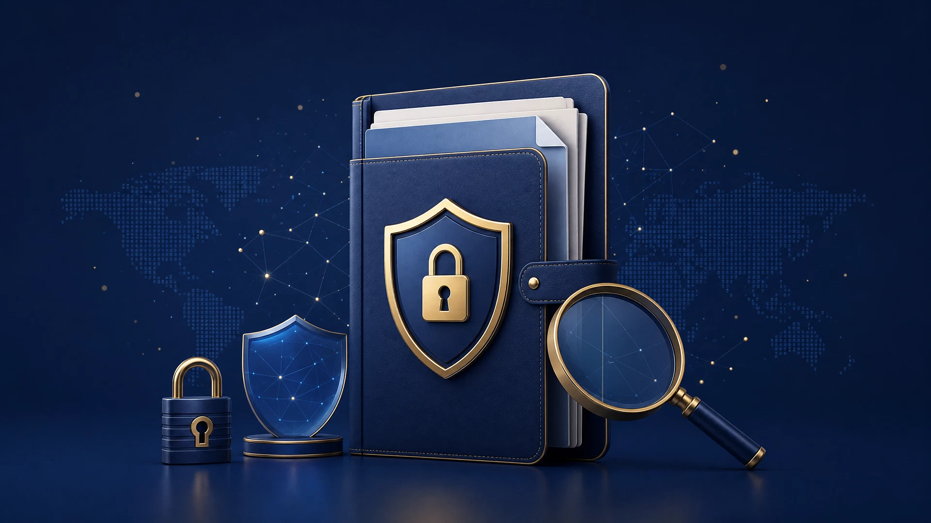 Secure folders, lock and shield representing privacy information
