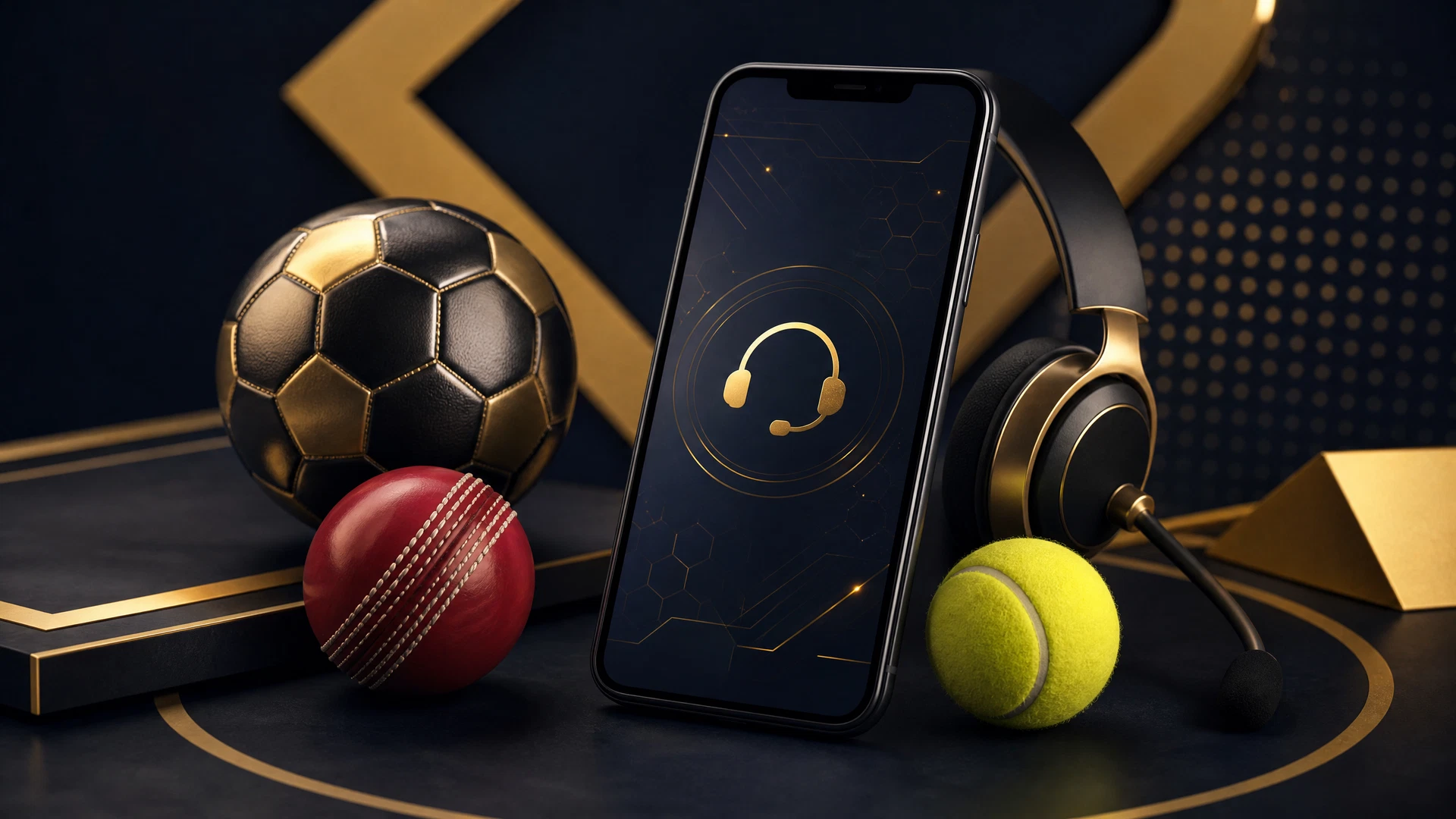 Phone and sports equipment for FairPlay Sports Betting App support