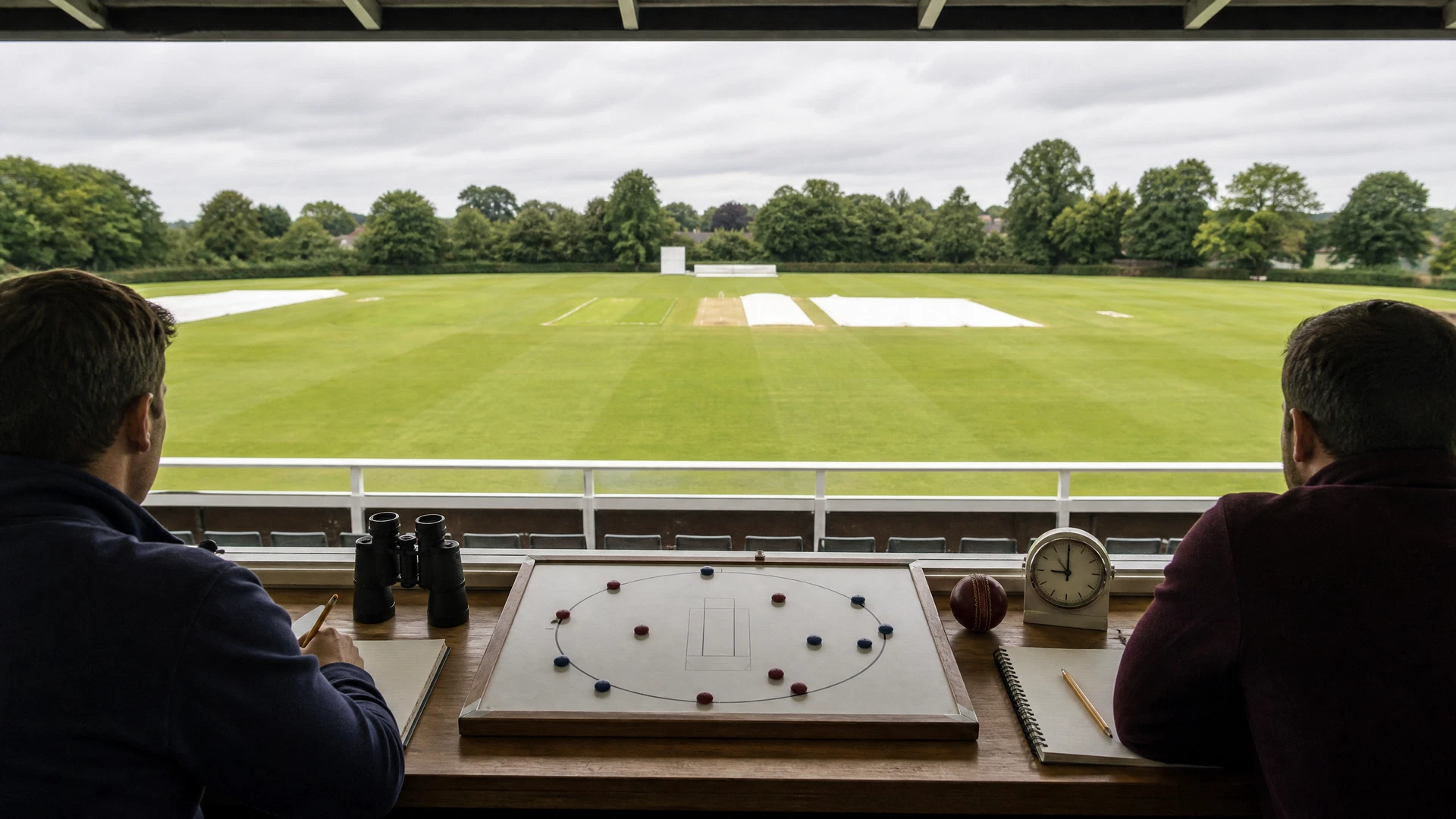 Original neutral red-ball prediction research illustration for Surrey versus Glamorgan