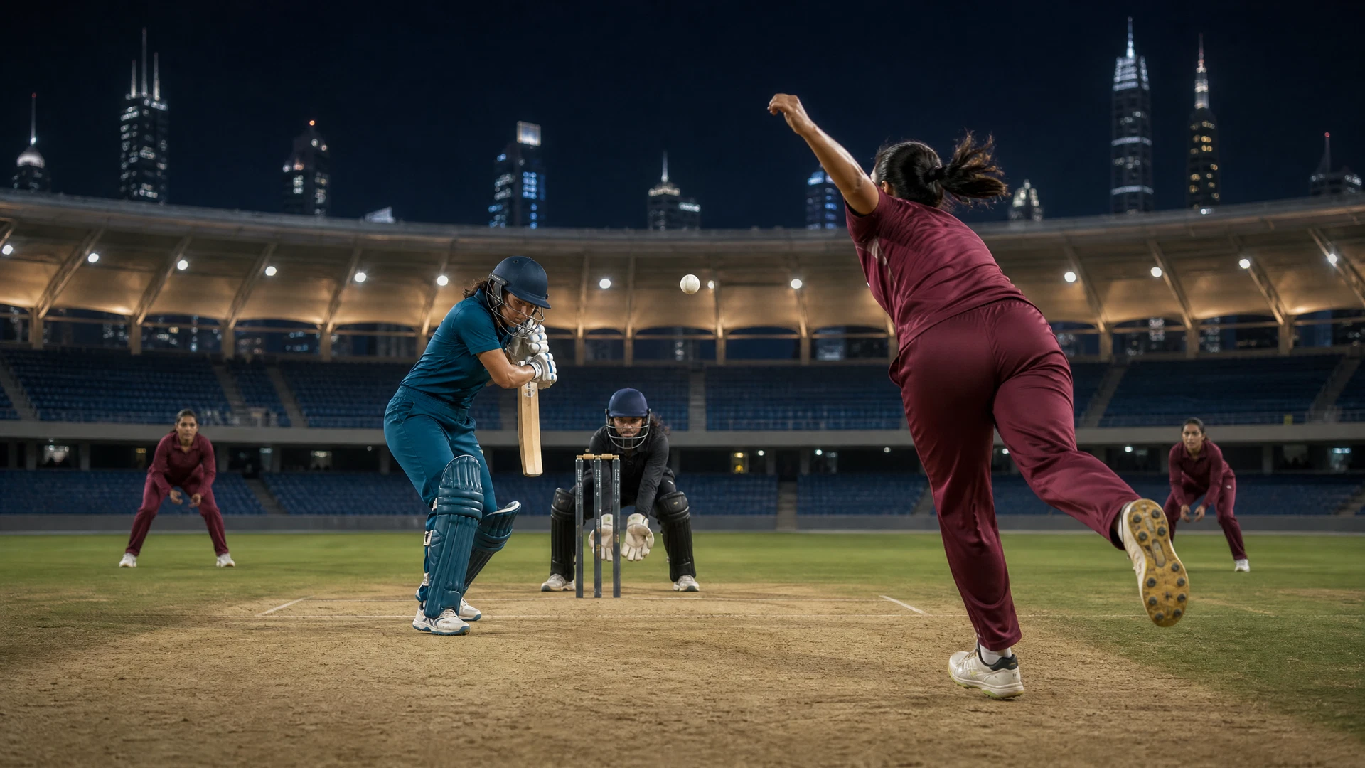 Neutral Women’s Asia Cup final match-centre illustration at Dubai International Cricket Stadium with teams unresolved
